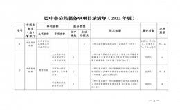 《巴中市公共服务事项目录清单2022年版）》正式印发实施