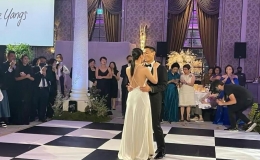 杨祐宁婚礼内场照曝光 新郎新娘互喂蛋糕爱意满满