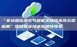 “非补燃压缩空气储能关键技术及示范应用”项目荣获技术发明特等