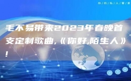 毛不易带来2023年春晚首支定制歌曲,《你好,陌生人》!