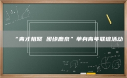 “青才相聚 团缘鹿泉”单身青年联谊活动