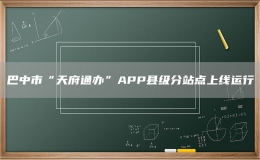巴中市“天府通办”APP县级分站点上线运行