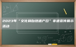 2023年“文化和自然遗产日”非遗宣传展示活动