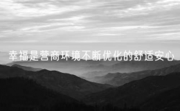 幸福是营商环境不断优化的舒适安心
