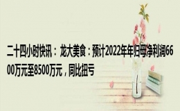 二十四小时快讯： 龙大美食：预计2022年年归母净利润6600万元至8500万元